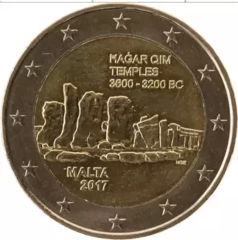 Монета 2 евро Мальты 2017 года Биметалл Храм Хаджар - Ким