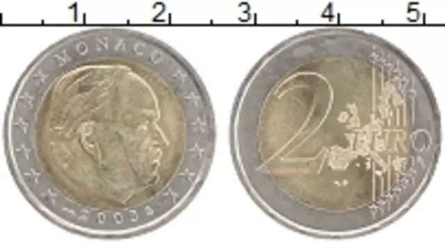 Монета 2 евро Монако 2003 года Биметалл Князь Ренье III