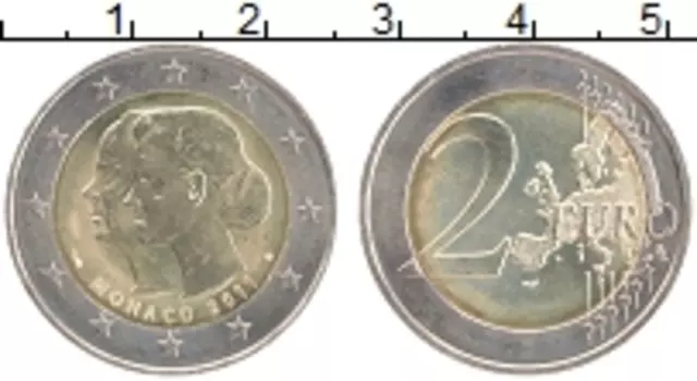 Монета 2 евро Монако 2011 года Биметалл Свадьба Альберта II и Шарлин Уитсток