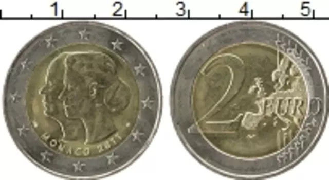Монета 2 евро Монако 2011 года Биметалл Свадьба Принца Монако Альберта II и южноафриканки Шарлен Уиттсток