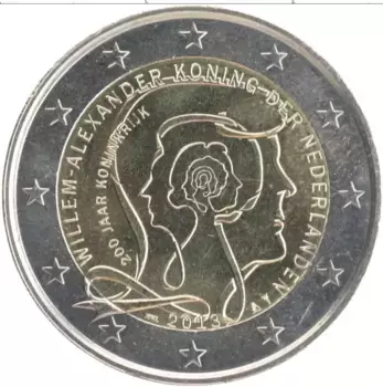 Монета 2 евро Нидерланд 2013 года Биметалл 200 летие Королевства Нидерландов