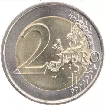 Монета 2 евро Португалии 2015 года Биметалл 30 лет флагу Евросоюза
