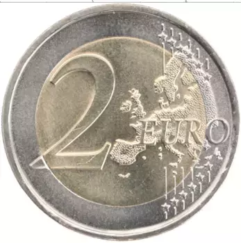 Монета 2 евро Португалии 2015 года Биметалл 30 лет флагу Евросоюза