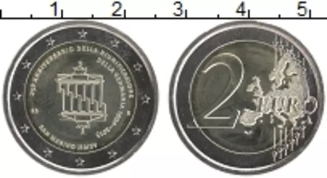 Монета 2 евро Сан-Марино 2015 года Биметалл 25 лет объединения Германии