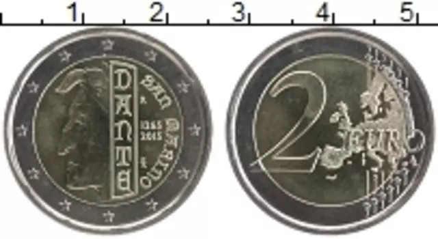Монета 2 евро Сан-Марино 2015 года Биметалл 750 лет со дня рождения Данте Алигьери