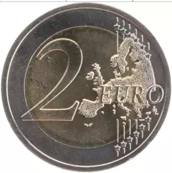 Монета 2 евро Словакии 2013 года Биметалл 1150 лет с прибытия византийской миссией Кирилла и Мефодия в Великую Моравию