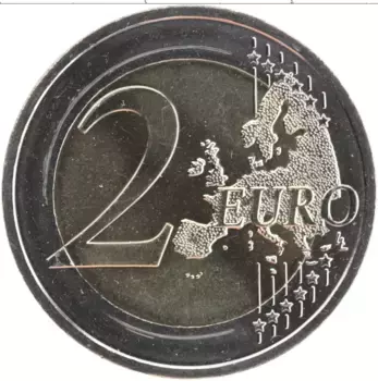 Монета 2 евро Словакии 2020 года Биметалл 20 лет вступления Словакии в ОЭСР