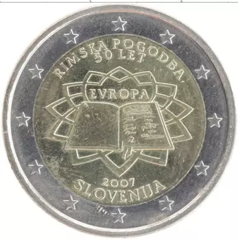 Монета 2 евро Словении 2007 года Биметалл 50-летие подписания Римского Договора