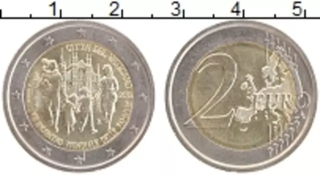 Монета 2 евро Ватикана 2012 года Биметалл Семейные ценности