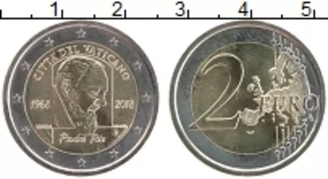 Монета 2 евро Ватикана 2018 года Биметалл 50 лет со дня смерти падре Пио