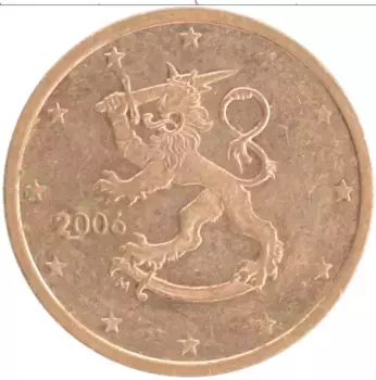 Монета 2 евроцента Финляндии 2006 года Бронза