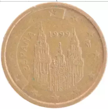 Монета 2 евроцента Испании 1999 года Медь
