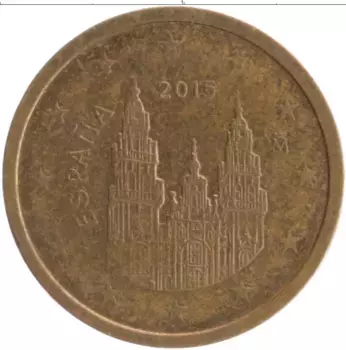 Монета 2 евроцента Испании 2015 года Медь