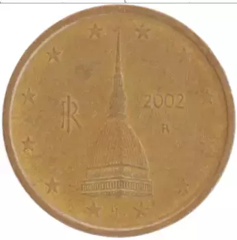 Монета 2 евроцента Италии 2002 года Медь
