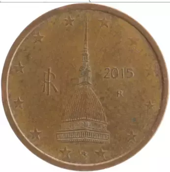 Монета 2 евроцента Италии 2015 года Медь