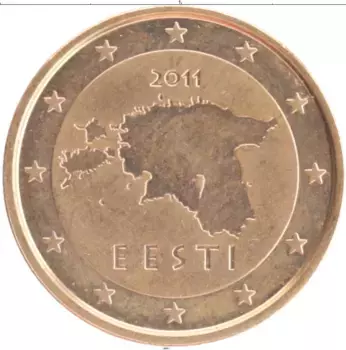 Монета 2 евроцента Эстонии 2011 года Бронза