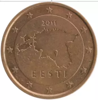 Монета 2 евроцента Эстонии 2011 года Бронза