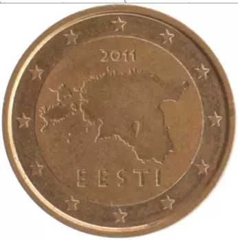 Монета 2 евроцента Эстонии 2011 года Бронза