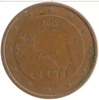 Монета 2 евроцента Эстонии 2012 года Бронза