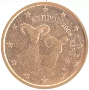 Монета 2 евроцента Кипра 2008 года Бронза