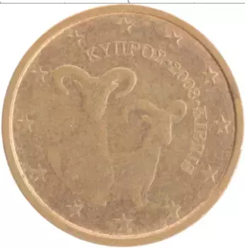 Монета 2 евроцента Кипра 2008 года Бронза