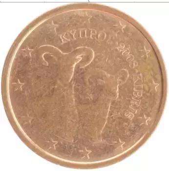 Монета 2 евроцента Кипра 2008 года Бронза