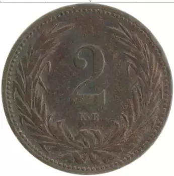 Монета 2 филлера Венгрии 1906 года Бронза