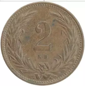 Монета 2 филлера Венгрии 1915 года Бронза