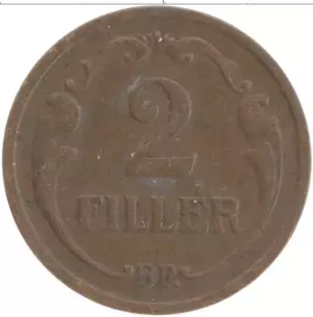 Монета 2 филлера Венгрии 1937 года Бронза