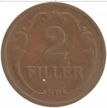 Монета 2 филлера Венгрии 1939 года Бронза