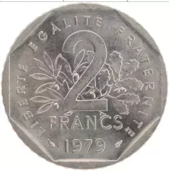 Монета 2 франка Франции 1979 года Медно-никель