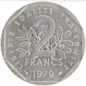 Монета 2 франка Франции 1979 года Медно-никель