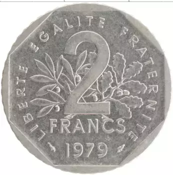 Монета 2 франка Франции 1979 года Медно-никель