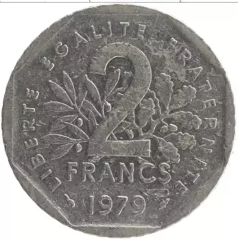 Монета 2 франка Франции 1979 года Медно-никель