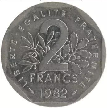 Монета 2 франка Франции 1982 года Медно-никель