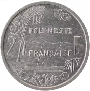 Монета 2 франка Полинезии 2002 года Алюминий