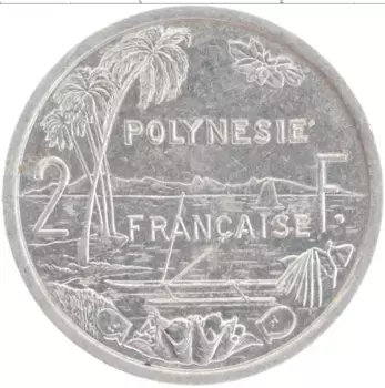 Монета 2 франка Полинезии 2002 года Алюминий