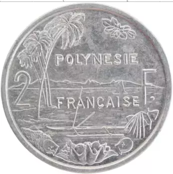 Монета 2 франка Полинезии 2003 года Алюминий