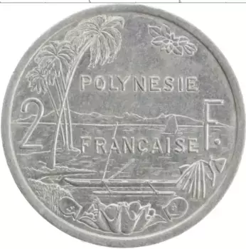 Монета 2 франка Полинезии 2003 года Алюминий