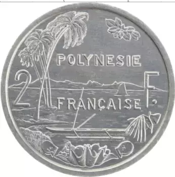 Монета 2 франка Полинезии 2004 года Алюминий
