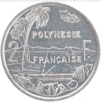 Монета 2 франка Полинезии 2004 года Алюминий