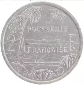 Монета 2 франка Полинезии 2007 года Алюминий