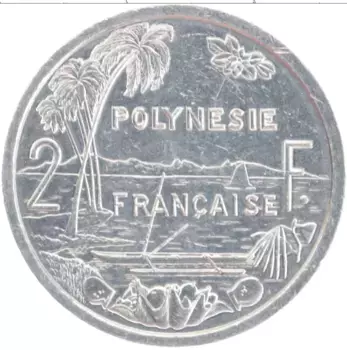Монета 2 франка Полинезии 2009 года Алюминий