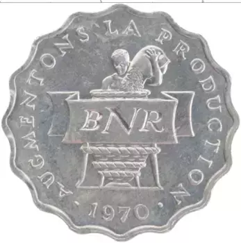 Монета 2 франка Руанды 1970 года Алюминий