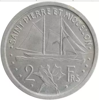 Монета 2 франка Сен-Пьера и Микелона 1948 года Алюминий