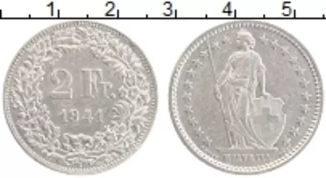 Монета 2 франка Швейцарии 1941 года Серебро
