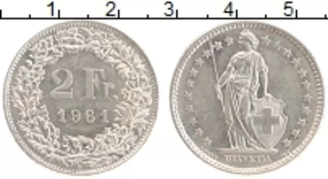 Монета 2 франка Швейцарии 1961 года Серебро