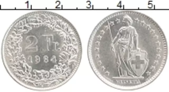Монета 2 франка Швейцарии 1964 года Серебро