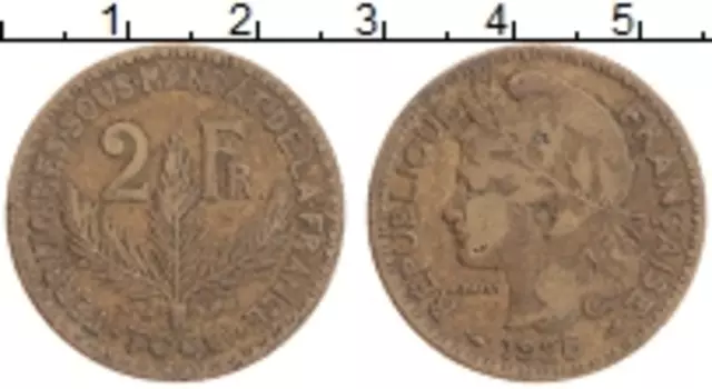 Монета 2 франка Того 1925 года Латунь