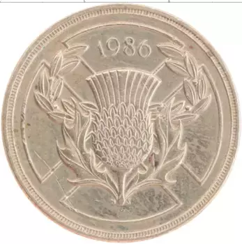 Монета 2 фунта Англии 1986 года Латунь Елизавета II